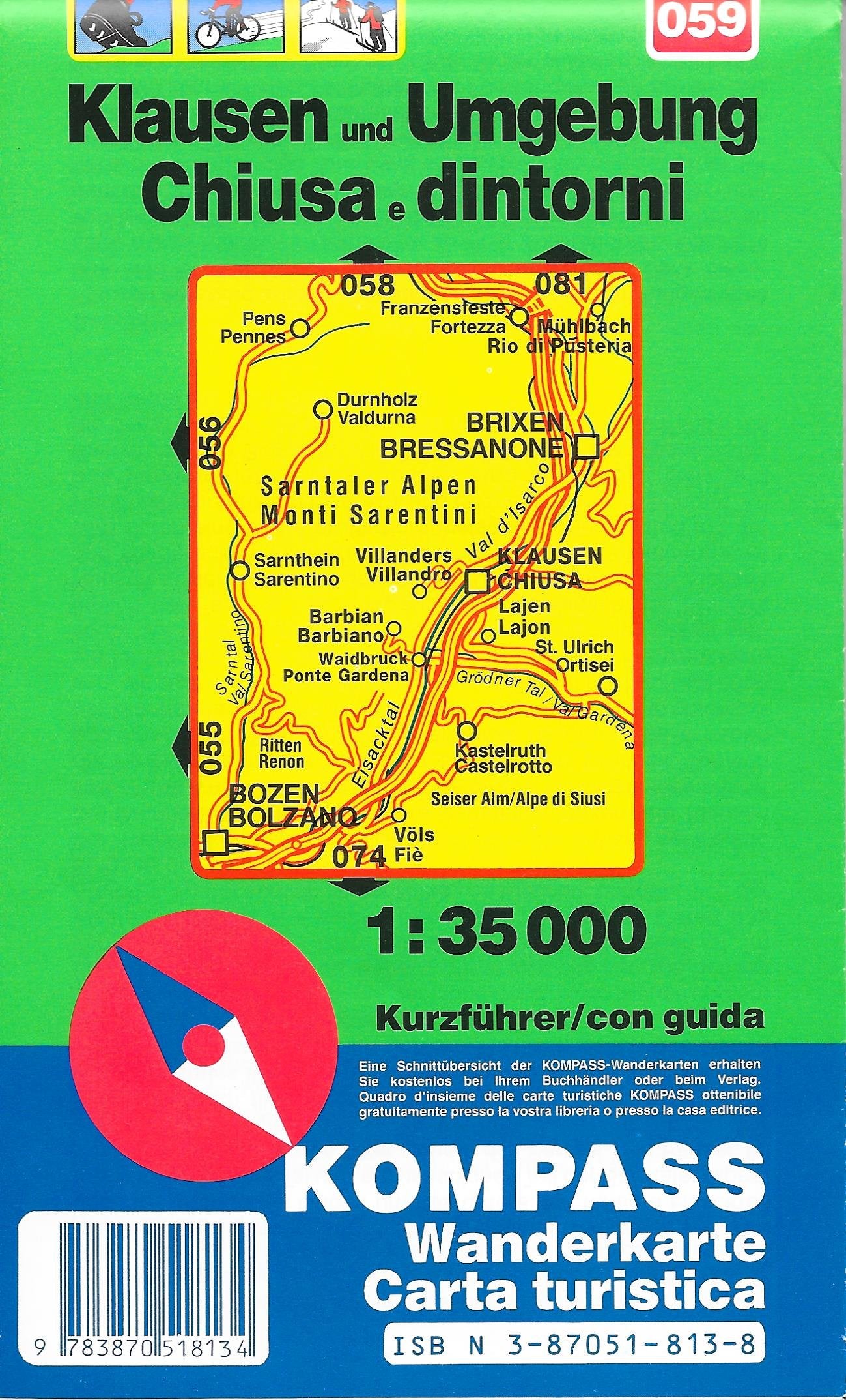 Carte touristique : Klausen und Umgebung - Chiusa Maps & Plans