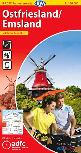 ADFC-Radtourenkarte 5 Ostfriesland / Emsland 1:150.000, reiß- und wetterfest, GPS-Tracks Download und Online-Begleitheft: Reißfest. Offizielle Karte ... (ADFC) (ADFC-Radtourenkarte 1:150.000) Leisure, Home & Garden