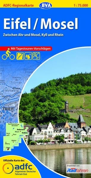 ADFC-Regionalkarte Eifel/ Mosel mit Tagestouren-Vorschlägen, 1:75.000, reiß- und wetterfest, GPS-Tracks Download: Zwischen Ahr und Mosel, Kyll und Rhein (ADFC-Regionalkarte 1:75000) Leisure, Home & Garden