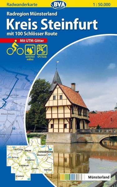 Radwanderkarte BVA Radregion Münsterland Kreis Steinfurt mit 100 Schlösser Route 1:50.000, reiß- und wetterfest, GPS-Tracks Download: Mit 100 ... reißfest. GPS-genau (Radwanderkarte 1:50.000) Leisure, Home & Garden