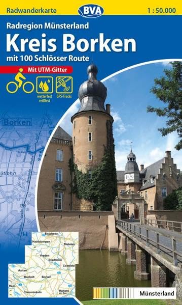 Radwanderkarte BVA Radregion Münsterland Kreis Borken mit 100 Schlösser Route 1:50.000, reiß- und wetterfest, GPS-Tracks Download: Mit 100 Schösser ... GPS-Tracks (Radwanderkarte 1:50.000) Leisure, Home & Garden