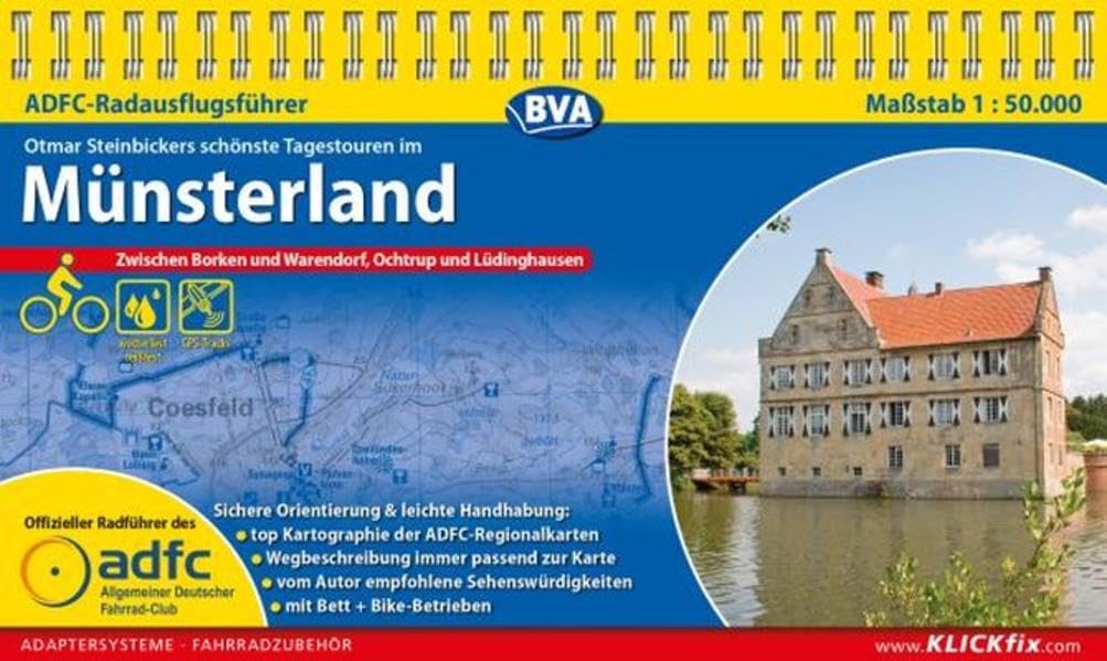 ADFC-Radausflugsführer Münsterland 1:50.000 praktische Spiralbindung, reiß- und wetterfest, GPS-Tracks Download: Zwischen Borken und Warendorf, Ochtrup und Lüdinghausen Leisure, Home & Garden