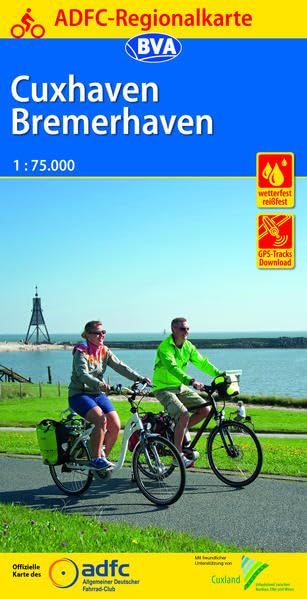 ADFC-Regionalkarte Cuxhaven Bremerhaven mit Tagestouren-Vorschlägen, 1:75.000, reiß- und wetterfest, GPS-Tracks Download Leisure, Home & Garden