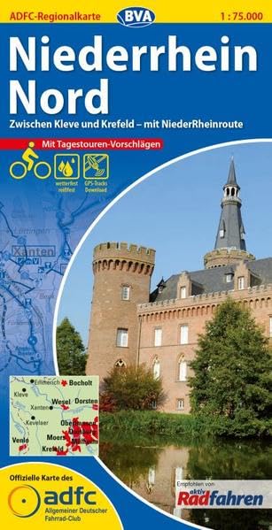 ADFC-Regionalkarte Niederrhein Nord mit Tagestouren-Vorschlägen 1 : 75.000 Leisure, Home & Garden
