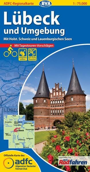 ADFC-Regionalkarte Lübeck und Umgebung mit Tagestouren-Vorschlägen 1 : 75 000 Leisure, Home & Garden