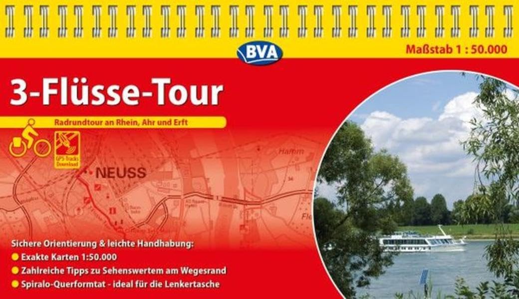 3-Flüsse-Tour Radrundtour an Rhein, Ahr und Erft 1 : 50 000 Radwanderkarte Leisure, Home & Garden
