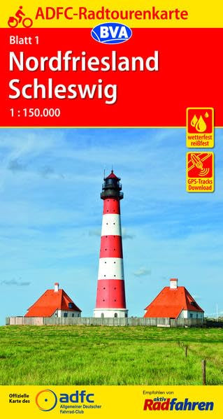 ADFC-Radtourenkarte 1 Nordfriesland /Schleswig 1:150.000 Leisure, Home & Garden