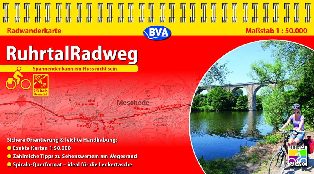 Kompakt-Spiralo BVA RuhrtalRadweg Von der Quelle bis zur Mündung Radwanderkarte 1:50.000 book