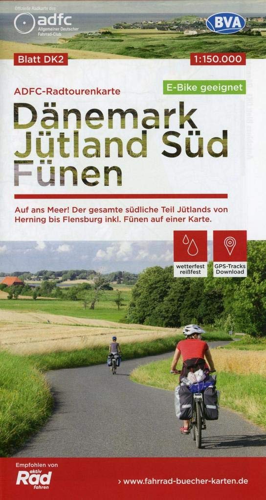ADFC-Radtourenkarte DK2 Dänemark/Jütland Süd/ Fünen, 1:150.000, reiß- und wetterfest, GPS-Tracks Download, E-Bike geeignet Leisure, Home & Garden