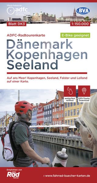 ADFC-Radtourenkarte DK3 Dänemark/Kopenhagen/Seeland 1:150.000 reiß- und wetterfest, GPS-Tracks Download, E-Bike geeignet Leisure, Home & Garden