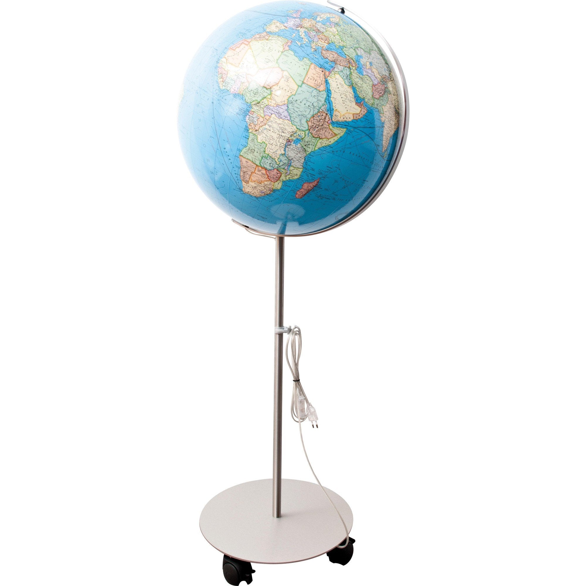 COLUMBUS DUO: Standglobus, handkaschiert, politisch/physisch, 51 cm Durchmesser, Fuß und Meridian edelstahl, ting-kompatibel, TING: Informationen über ... 125 cm), mit Rollen und extralanger Zuleitung Geology & Geography