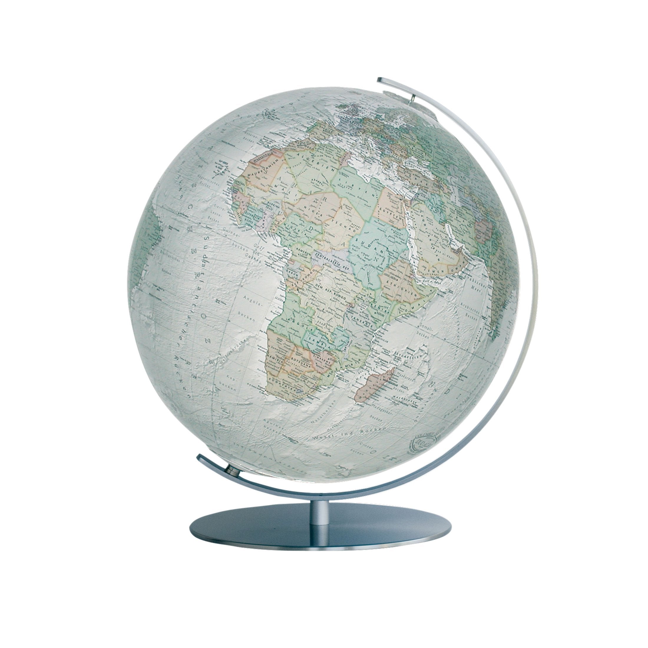 Columbus DUO ALBA Leuchtglobus: Tischmodell, TING-fähig, handkaschiertes Kartenbild auf Acrylgalskugel, Kugeldurchmesser 34 cm, Fuß und Meridian aus ... beleuchtet mit Reliefschummerung, Tischmodell Geology & Geography