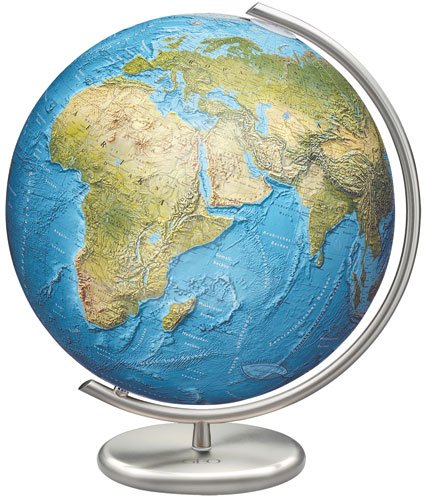Der Grosse GEO Leuchtglobus: 40 cm Durchmesser, handkaschiert, Metallfuß, Edelstahlausführung, Metallmeridian, Edelstahlausführung: Unbeleuchtet: ... Beleuchtet: Politische Struktur der Erde Geology & Geography
