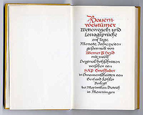 Bauernweistümer. Wetterregeln und Lostagsprüche auf Tage, Monate und Jahreszeiten book
