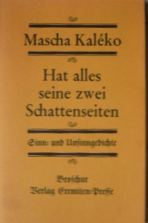 Hat alles seine zwei Schattenseiten. Sinn- und Unsinngedichte Books