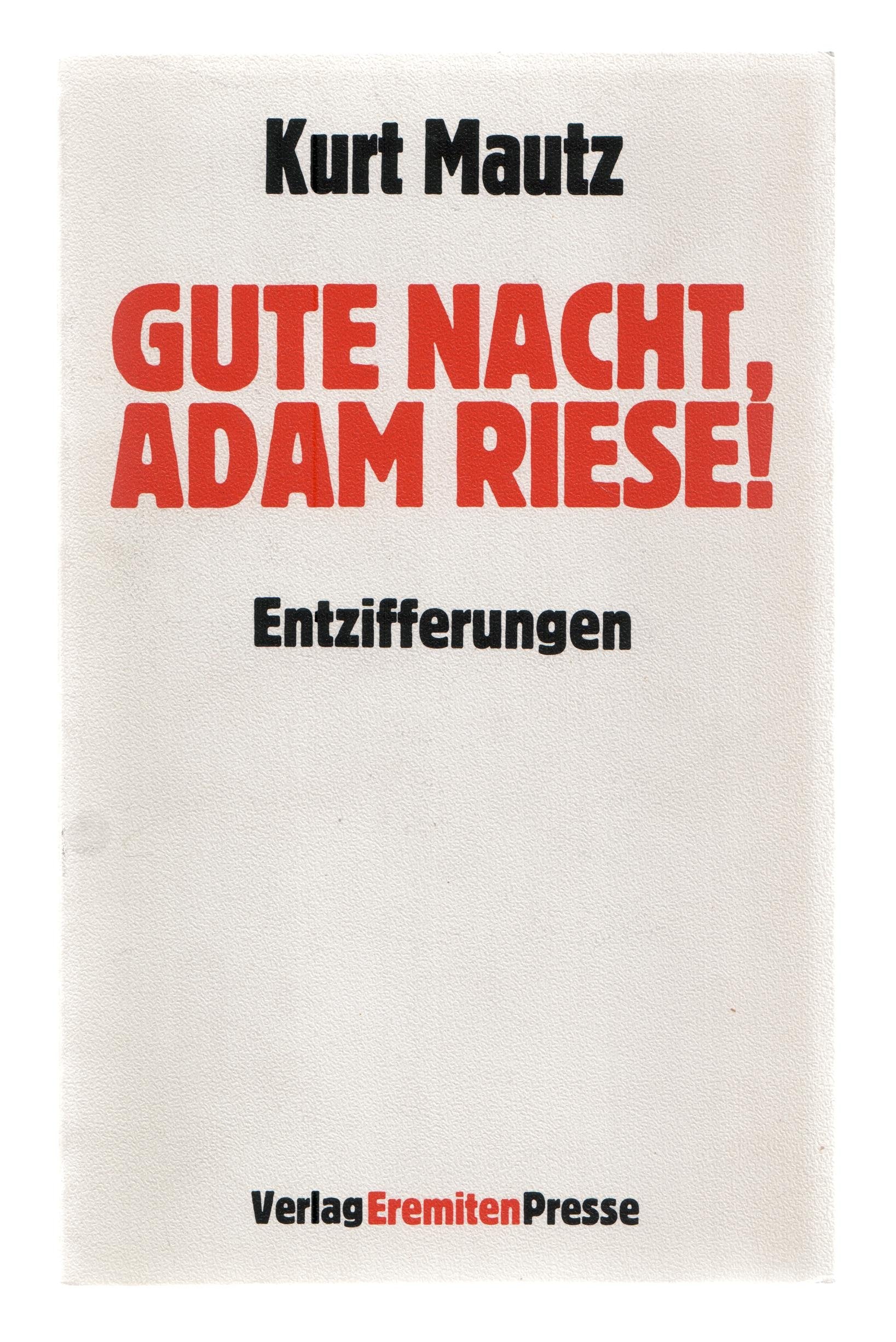 Gute Nacht, Adam Riese!: Entzifferungen Mathematics