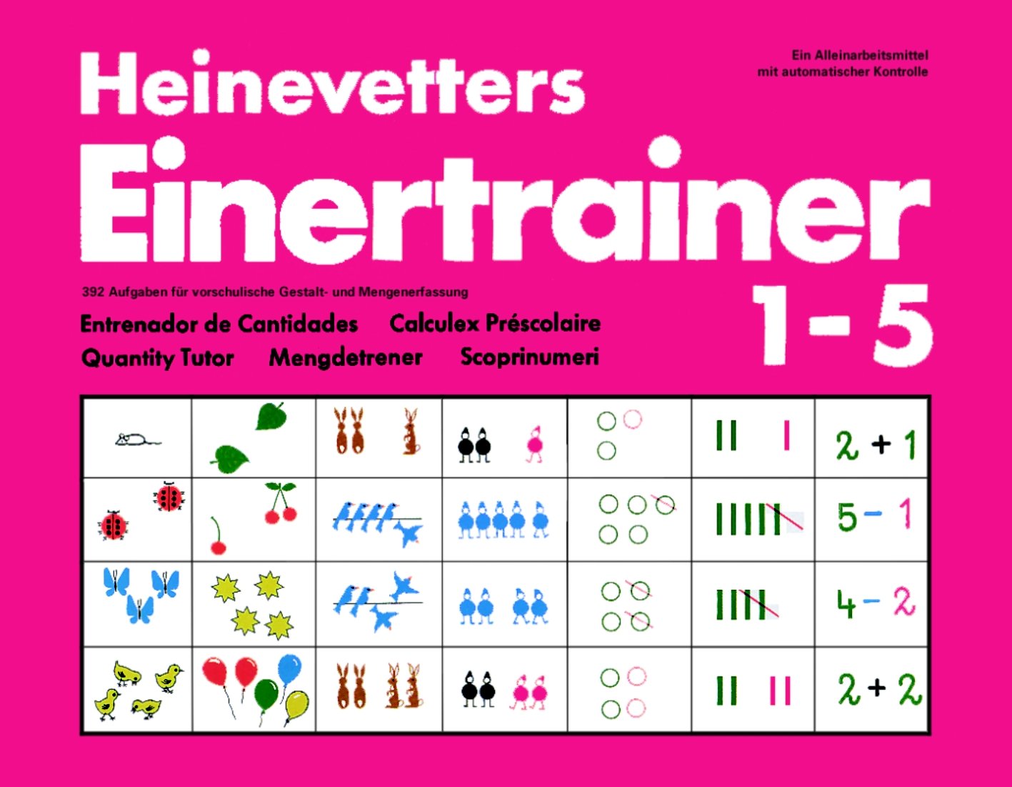 Heinevetters Einertrainer I/V: 392 Aufgaben für die vorschulische Gestalt- und Mengenerfassung. Ein Alleinarbeitsmittel mit automatischer Kontrolle. ... 49 Plättchen, 4 Einlegeblätter, Anleitung book