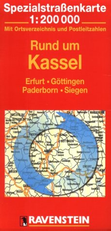 Rund um Kassel: Erfurt, Göttingen, Paderborn, Siegen. Spezialstrassenkarte mit Ortsverzeichnis. 1:200000 Maps & Plans