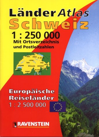 Länderatlas Schweiz: 1:250000. Mit Ortsverzeichnis und Postleitzahlen Maps & Plans