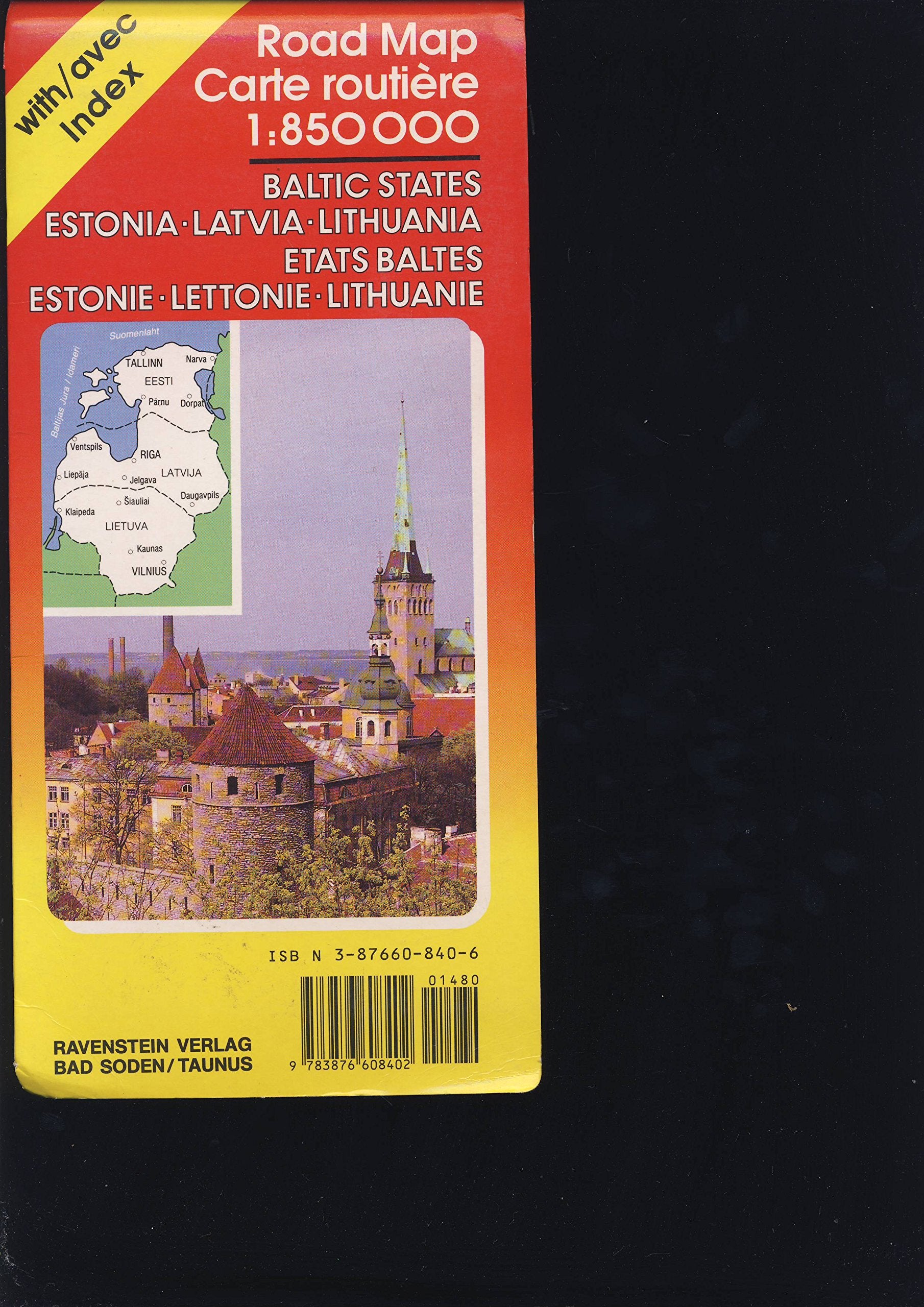 Road Map: Baltic States, Estonia, Latvia, Lithuania/Carte Routiere : Etats Baltes, Estonie, Lettonie, Lithuanie 1:850000 (Ravenstein International Maps S.) Maps & Plans
