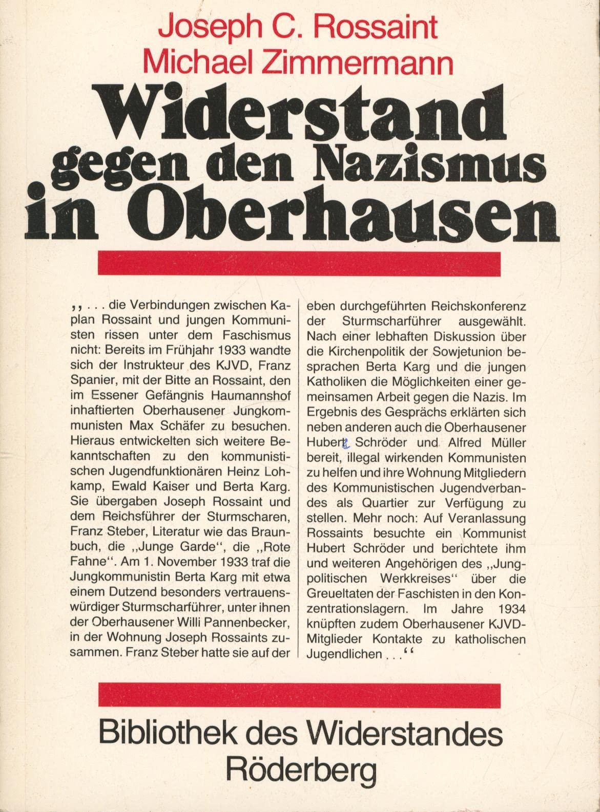 Widerstand gegen den Nazismus in Oberhausen. Bibliothek des Widerstandes. Books
