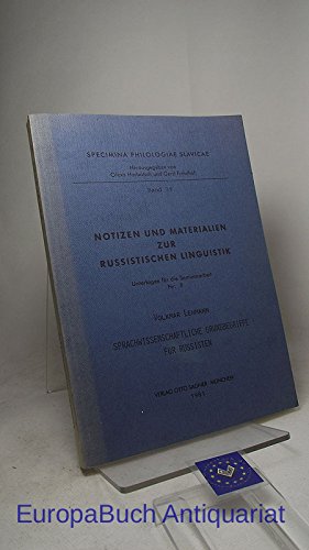 Notizen und Materialien zur russistischen Linguistik Books