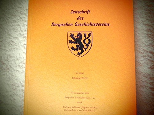 Zeitschrift des Bergischen Geschichtsvereins 95. Band Jg. 1991/92 Books