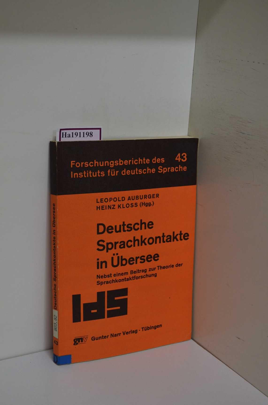 Deutsche Sprachkontakte in Übersee. Nebst einem Beitrag zur Theorie der Sprachkontaktforschung. ( = Forschungsberichte des Instituts für deutsche Sprache, 43) . Books