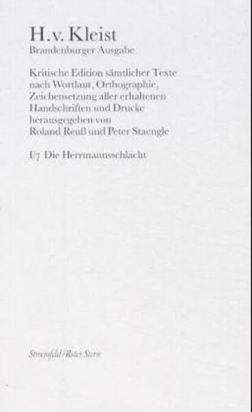 Sämtliche Werke, Brandenburger Ausgabe, Bd.7, Die Herrmannsschlacht Historical Fiction