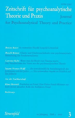 Zeitschrift für psychoanalytische Theorie und Praxis, Jg. XXII Psychology