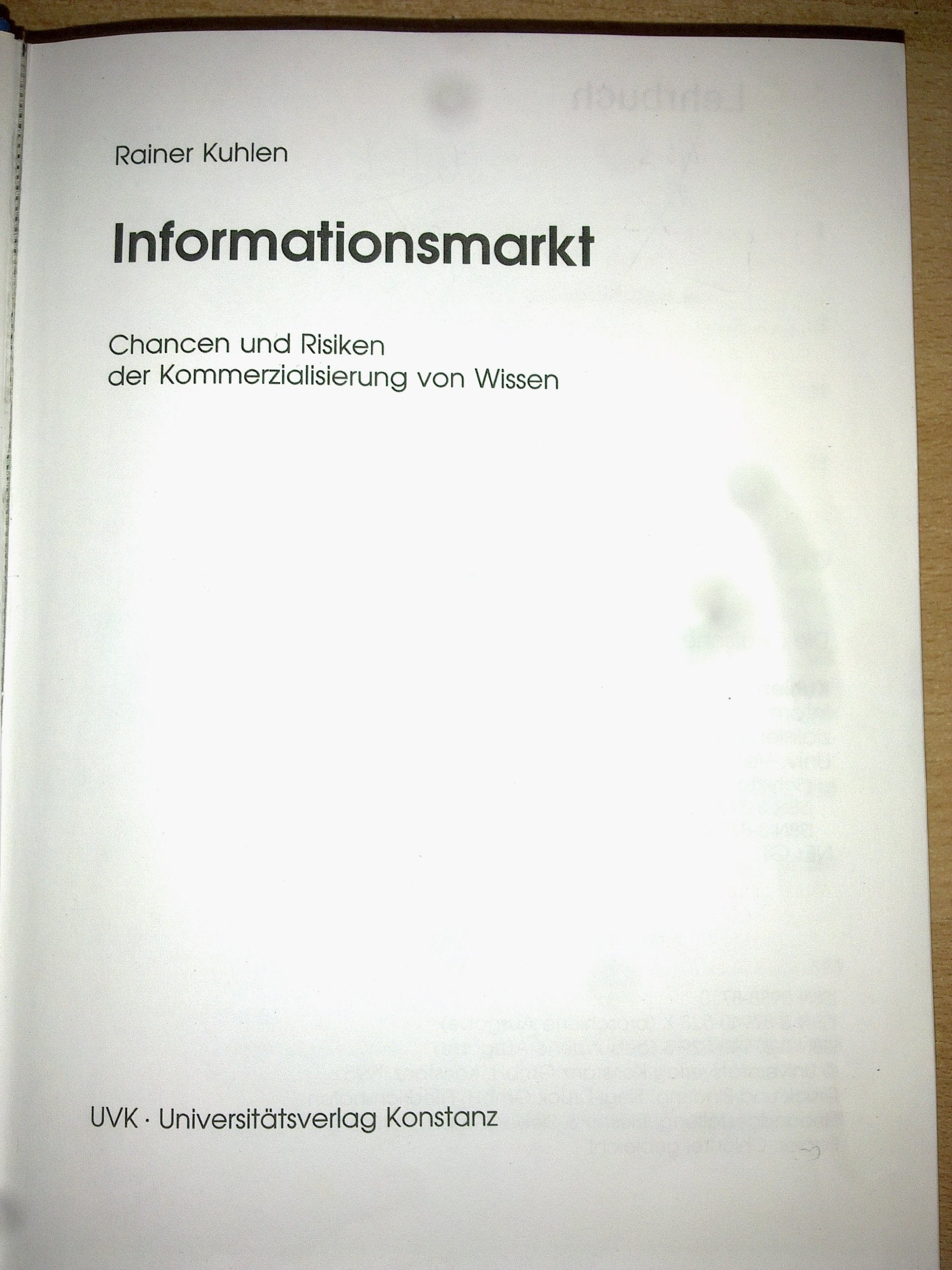 Informationsmarkt: Chancen und Risiken der Kommerzialisierung von Wissen (Schriften zur Informationswissenschaft) Film, Art & Culture