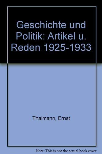 Geschichte und Politik. Artikel und Reden 1925-1933. Books
