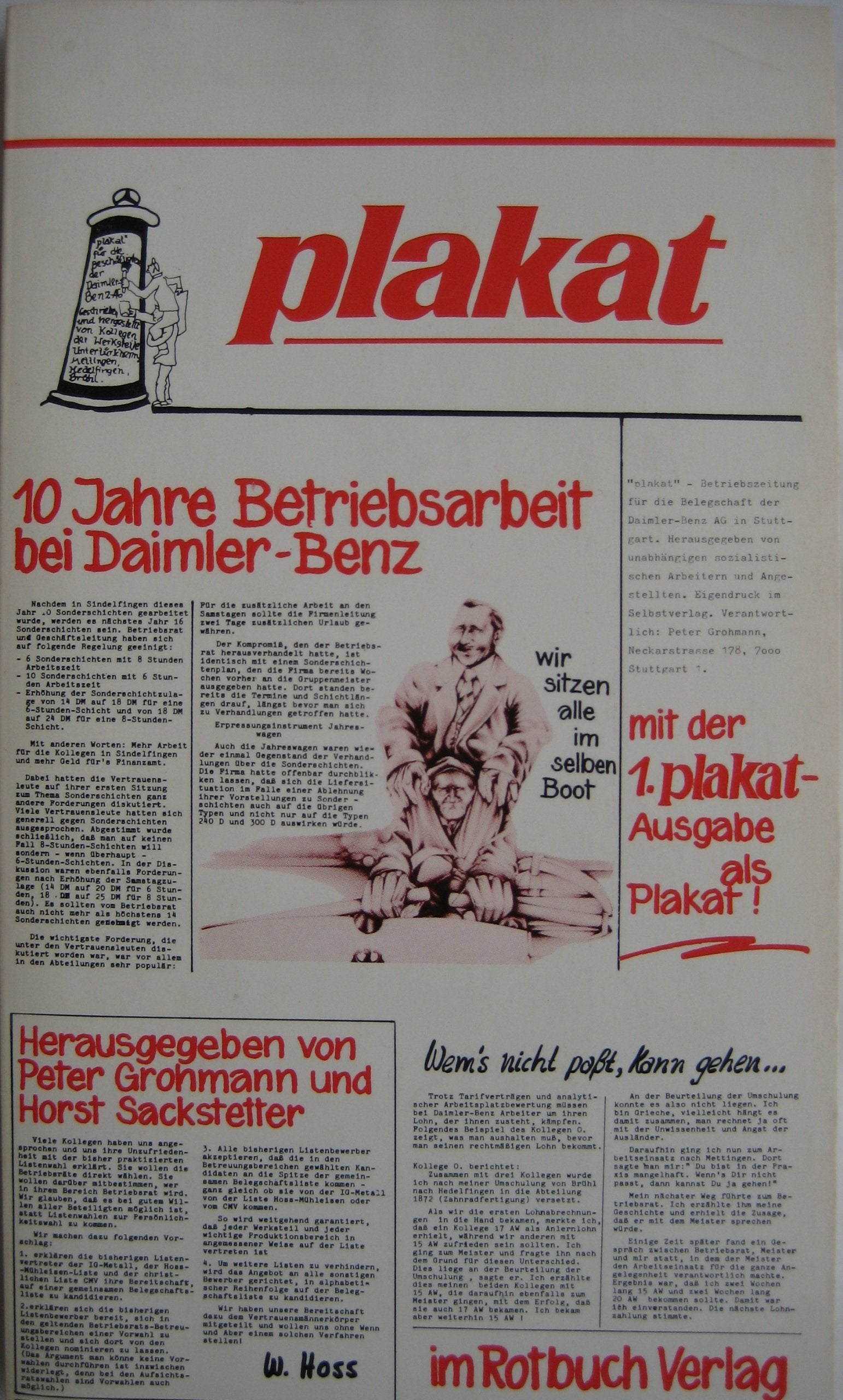 Plakat. 10 Jahre Betriebsarbeit bei Daimler- Benz Books