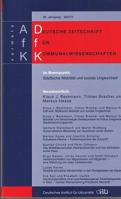 Städtische Mobilität und soziale Ungleichheit (Deutsche Zeitschrift für Kommunalwissenschaften (DfK)) Business & Technology