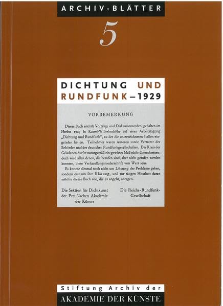 Dichtung und Rundfunk - 1929 Media & Communication