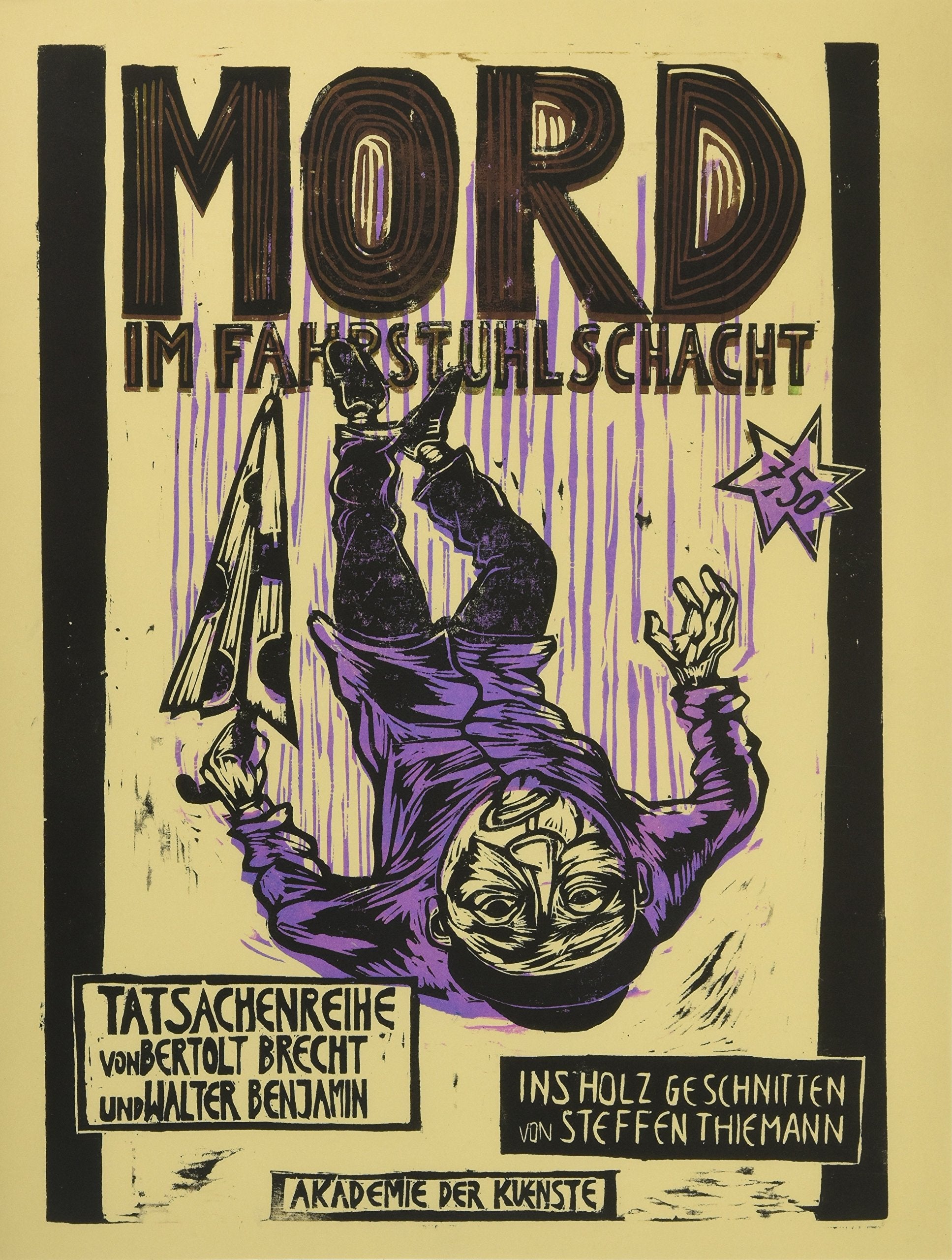 Mord im Fahrstuhlschacht. Tatsachenreihe von Bertolt Brecht und Walter Benjamin. Comic von Steffen Thiemann (Holzschnitt) Historical Fiction