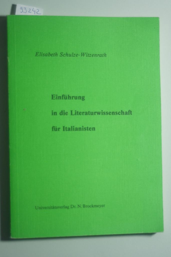 Einführung in die Literaturwissenschaft für Italianisten Books