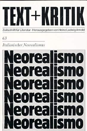 Italienischer Neorealismus (TEXT+KRITIK 63) Professional & Reference Books