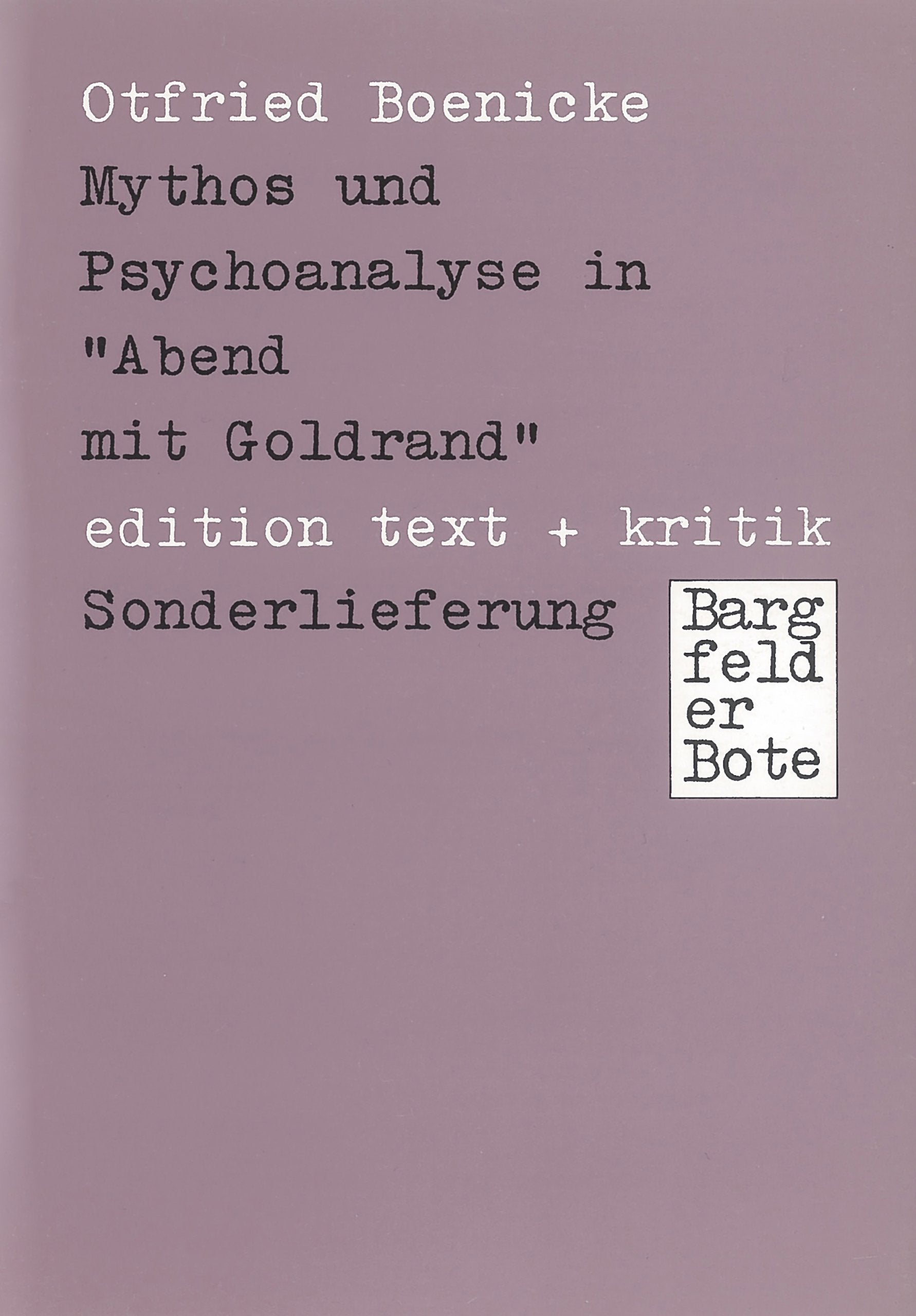 Mythos und Psychoanalyse in Abend mit Goldrand (Livre en allemand) book
