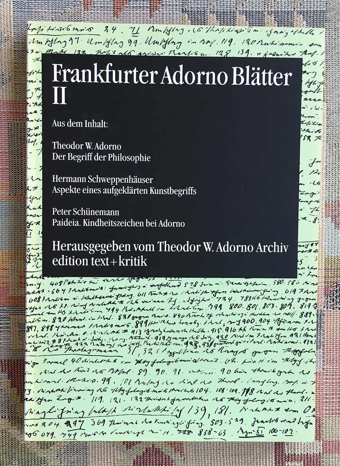 Frankfurter Adorno Blätter Bd. II Philosophy