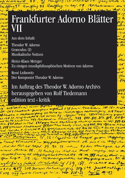 Frankfurter Adorno Blätter Bd. VII Philosophy
