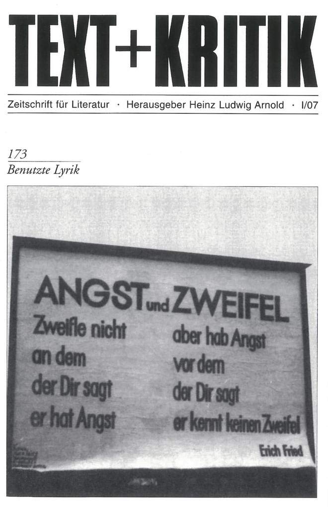 Benutzte Lyrik (TEXT+KRITIK 173) Contemporary literature