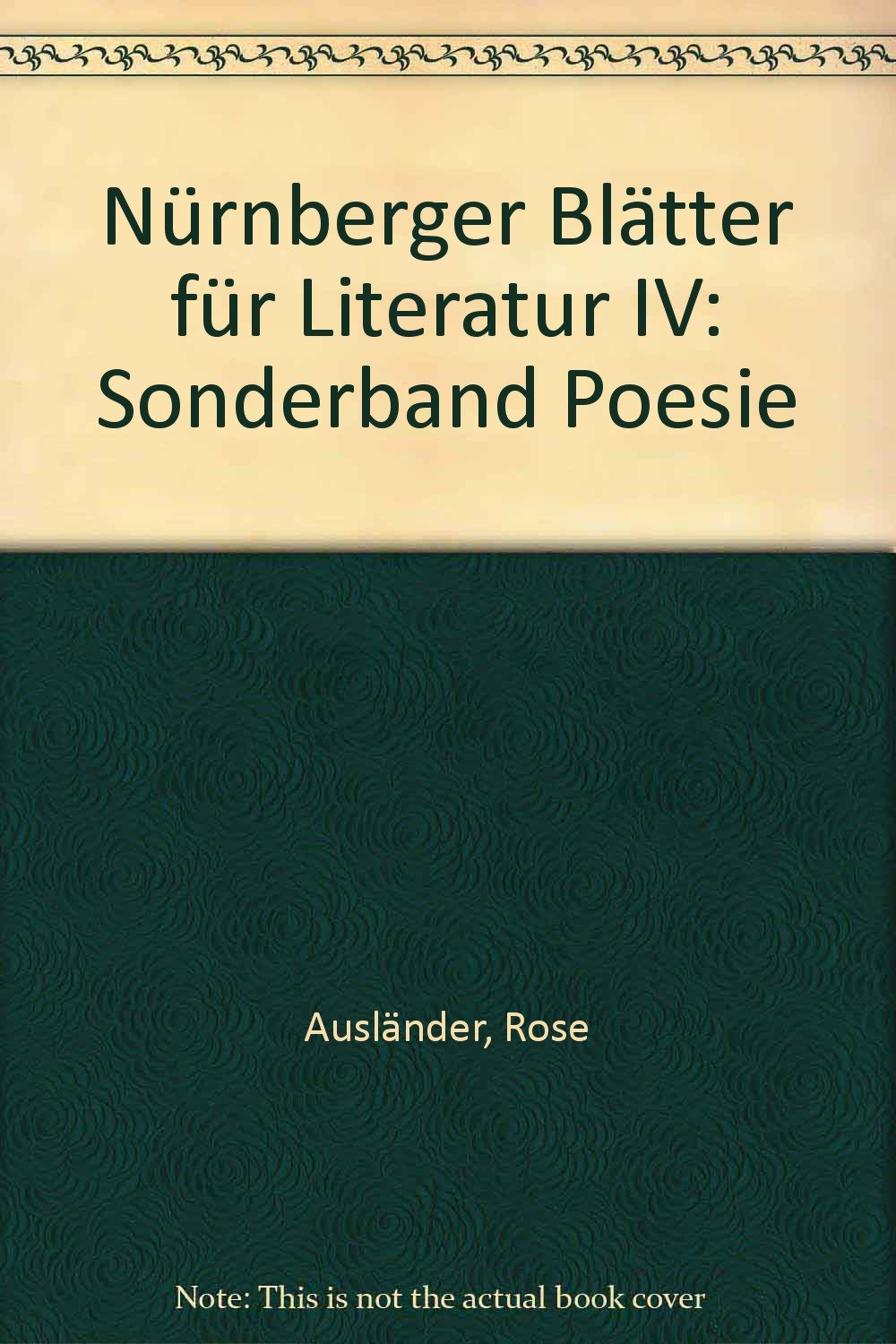 Nürnberger Blätter für Literatur IV: Sonderband Poesie Books