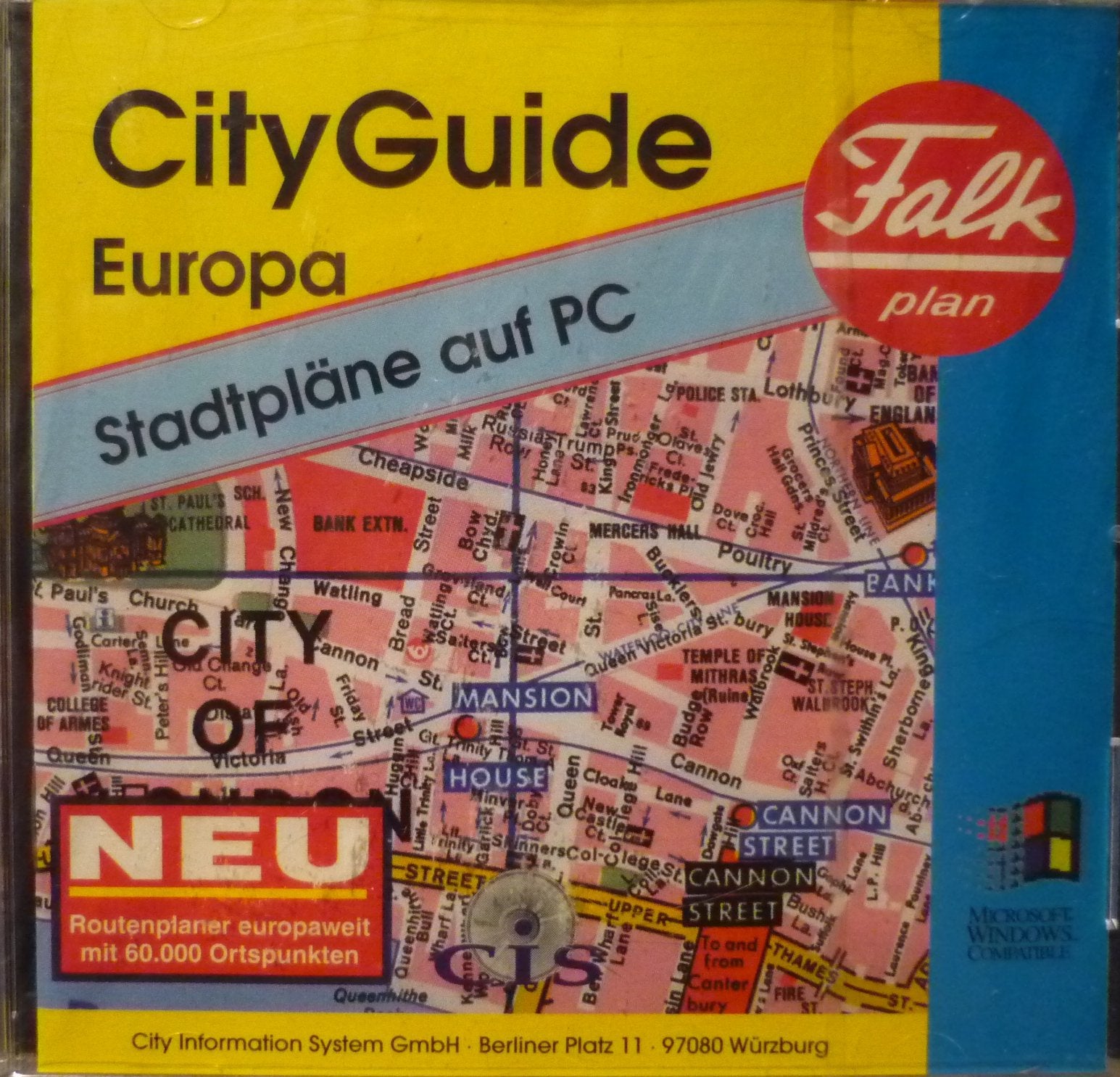 Falkplan CityGuide Europa. CD- ROM für Windows 3.1/95. Europa- Routing. 52 europ. Stadtpläne. 27000 Ortspunkte Maps & Plans