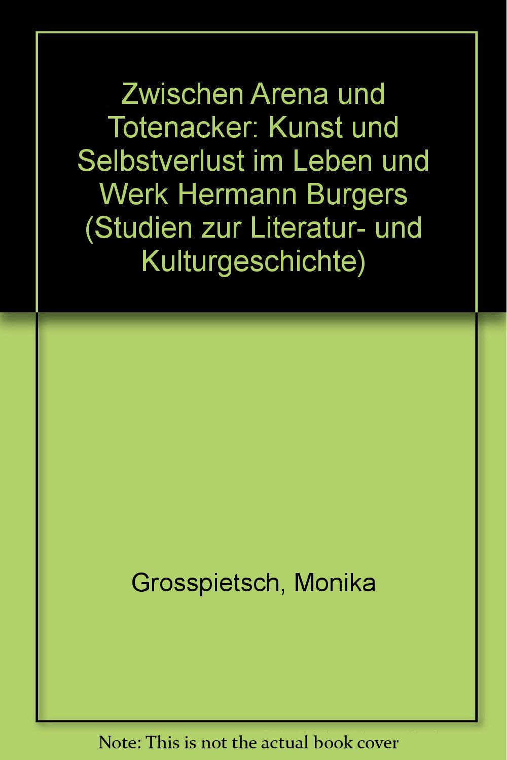 Zwischen Arena und Totenacker: Kunst und Selbstverlust im Leben und Werk Hermann Burgers (Studien zur Literatur- und Kulturgeschichte) Books