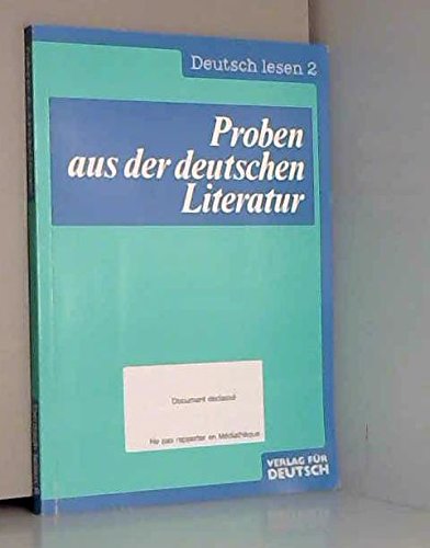 Proben Aus Der Deutschen Literatur: Reader Learning & Reference