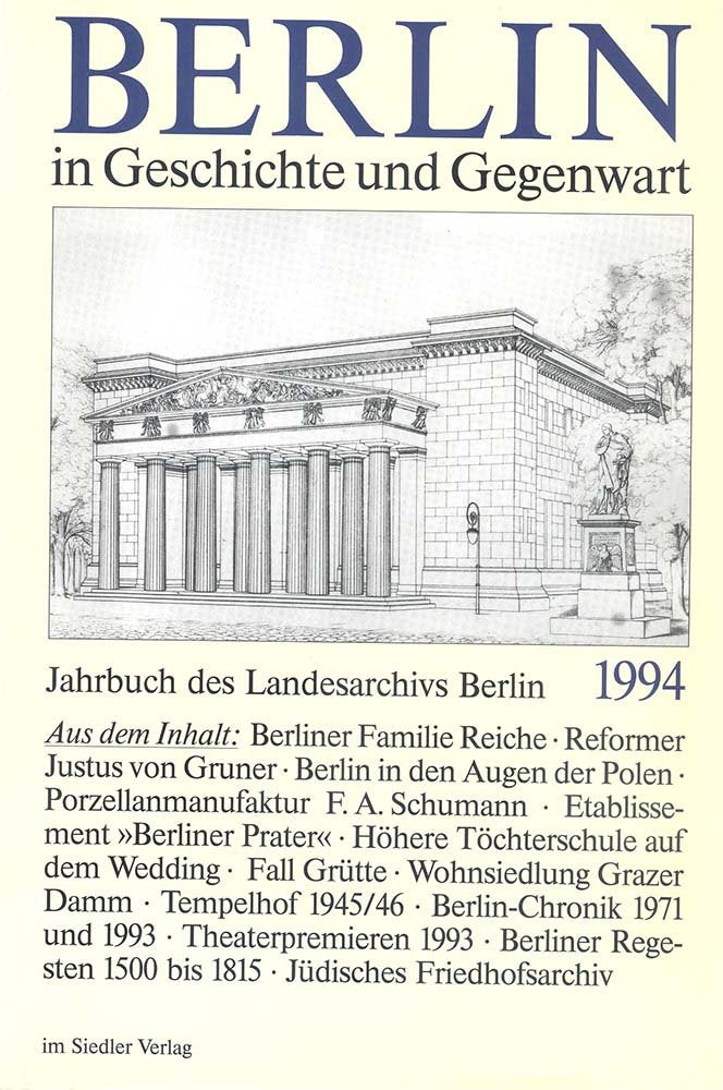 Berlin in Geschichte und Gegenwart, Jahrbuch des Landesarchivs Berlin 1994 Travel
