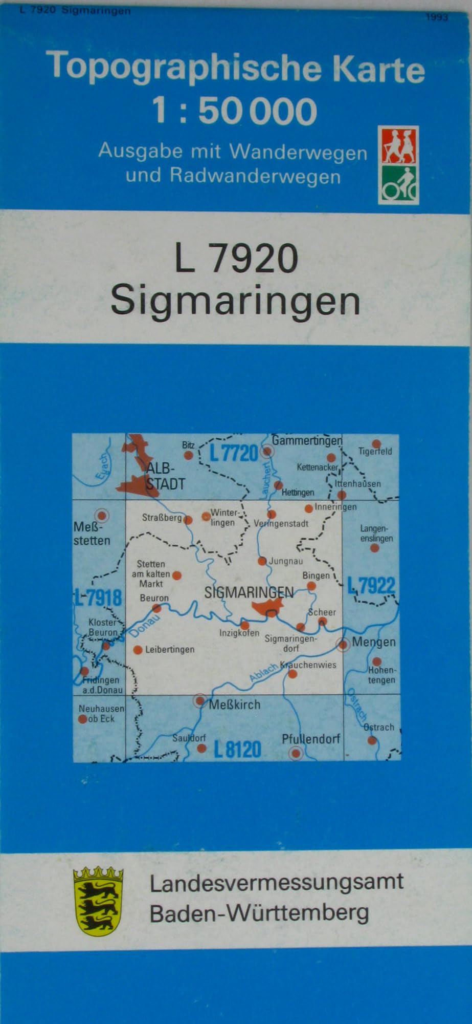 Sigmaringen: Ausgabe mit (WR) (Topographische Karten 1:50000 (TK 50) Baden-Württemberg (amtlich) / Normalausgabe (N): Grundriss, Gewässer, ... mit Strassenaufdruck wie Ausgabe (N)) Maps & Plans