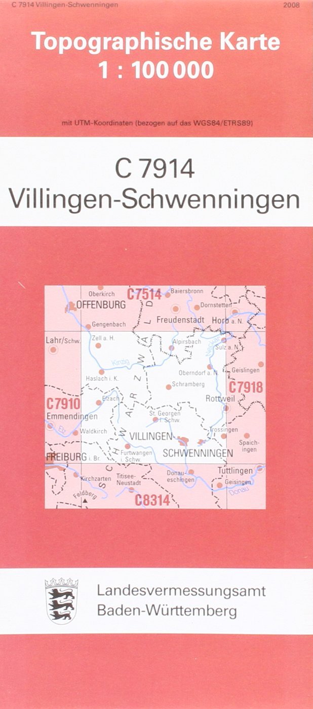 Villingen-Schwenningen (N) (Topographische Karten 1:100000 (TK 100) Baden-Württemberg (amtlich) / Normalausgabe (N): Grundriss, Gewässer, Höhenlinien, ... mit Strassenaufdruck wie Ausgabe (N)) Leisure, Home & Garden