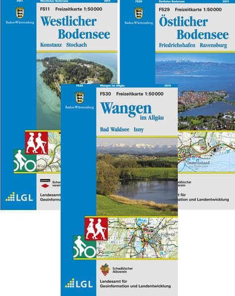 SET2 Bodensee Allgäu: Westlicher Bodensee Östlicher Bodensee Wangen im Allgäu (Freizeitkarten 1:50000: Mit Touristischen Informationen, Wander- und Radwanderungen) Leisure, Home & Garden